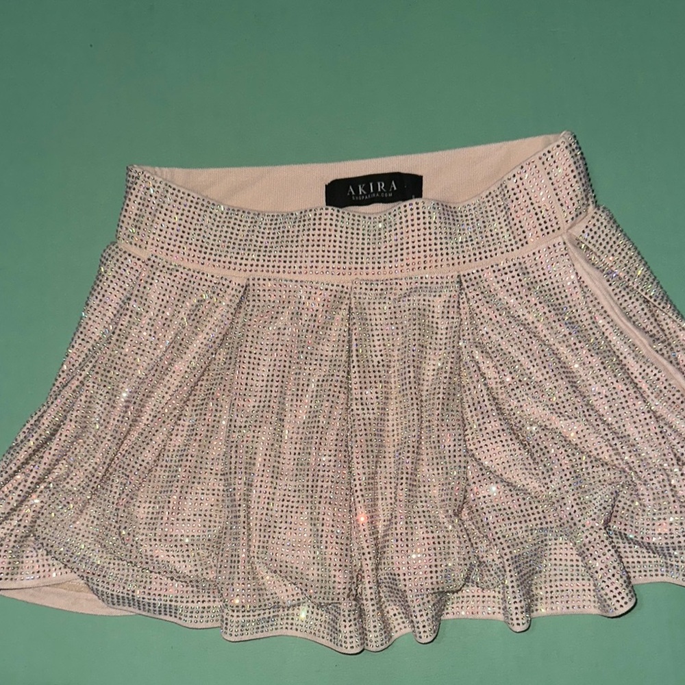 AKIRA Gold Sequin Bubble Mini Skirt